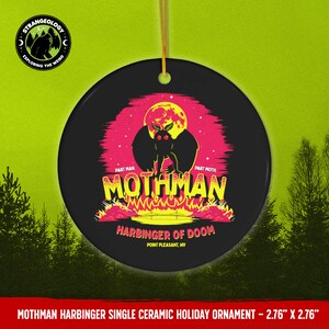 Mothman Harbinger of Doom // Holiday Christmas Ceramic Ornament, Cryptid Gift, Xmas Tree, Cryptozoology, Fortean, Introvert