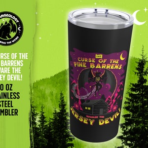 Curse of the Pine Barrens Its the Jersey Devil / Stainless Steel Tumbler 20oz, Fortean, Cryptid Tumbler, Mothman Tumbler, Cryptozoology Gift