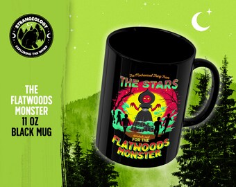 Cute Braxxie Flatwoods Monster West Virginia Black Mug // Coffee Tea 11oz Mug, Cryptid, Cryptozoology, Gift, Fortean, Weird, Strange