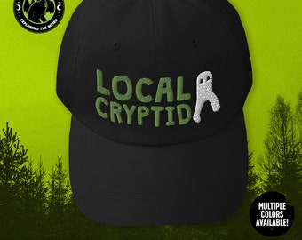 Local Cryptid Dad Hat // Embroidered Dad Hat, Cryptid, Cryptozoology, Fortean, Introvert Gift