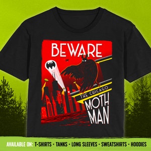 Beware the Chicago Mothman! // T-shirts, Tanks, Longsleeves, Sweatshirts & Hoodies, Cryptid, Cryptozoology Gift, Strange, Art Deco, Weird