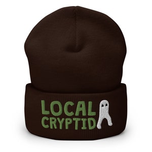 Local Cryptid Cuffed Beanie // Winter Hat, Embroidered Beanie, Cryptid, Cryptozoology, Fortean, Introvert Gift image 3