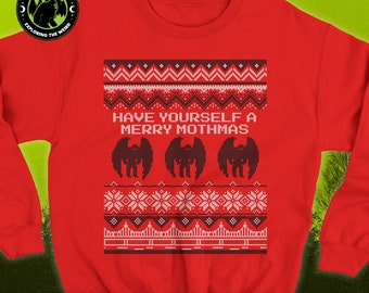 Have Yourself a Merry Mothmas // Funny Mothman Ugly Cryptid Christmas Xmas Sweater Sweatshirt