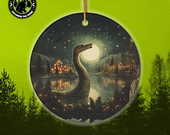 Loch Ness Monster Nessie Holiday Christmas Ceramic Ornament, Cryptid Gift, Xmas Tree, Christmas Tree, Cryptozoology, Fortean, Introvert