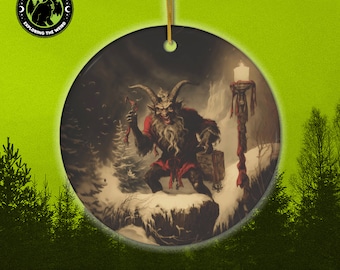 Gruss Von Krampus Holiday Greetings Christmas Ceramic Ornament, Cryptid Gift, Xmas Tree, Christmas Tree, Cryptozoology, Fortean, Introvert