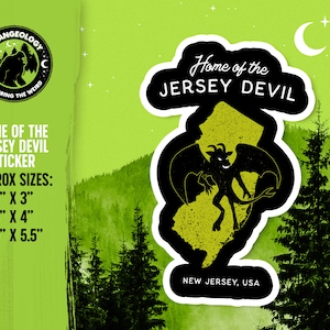 Home of The Jersey Devil - New Jersey USA // Cryptid Sticker, Merch, Accesorios, Cryptozoology, Weird, Strange, Fortean, Gift