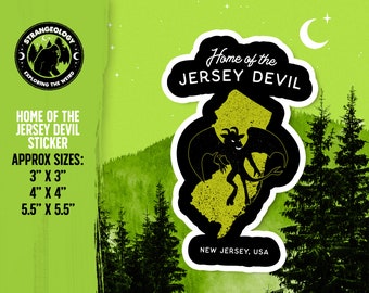 Home of The Jersey Devil - New Jersey USA // Cryptid Sticker, Merch, Accesorios, Cryptozoology, Weird, Strange, Fortean, Gift