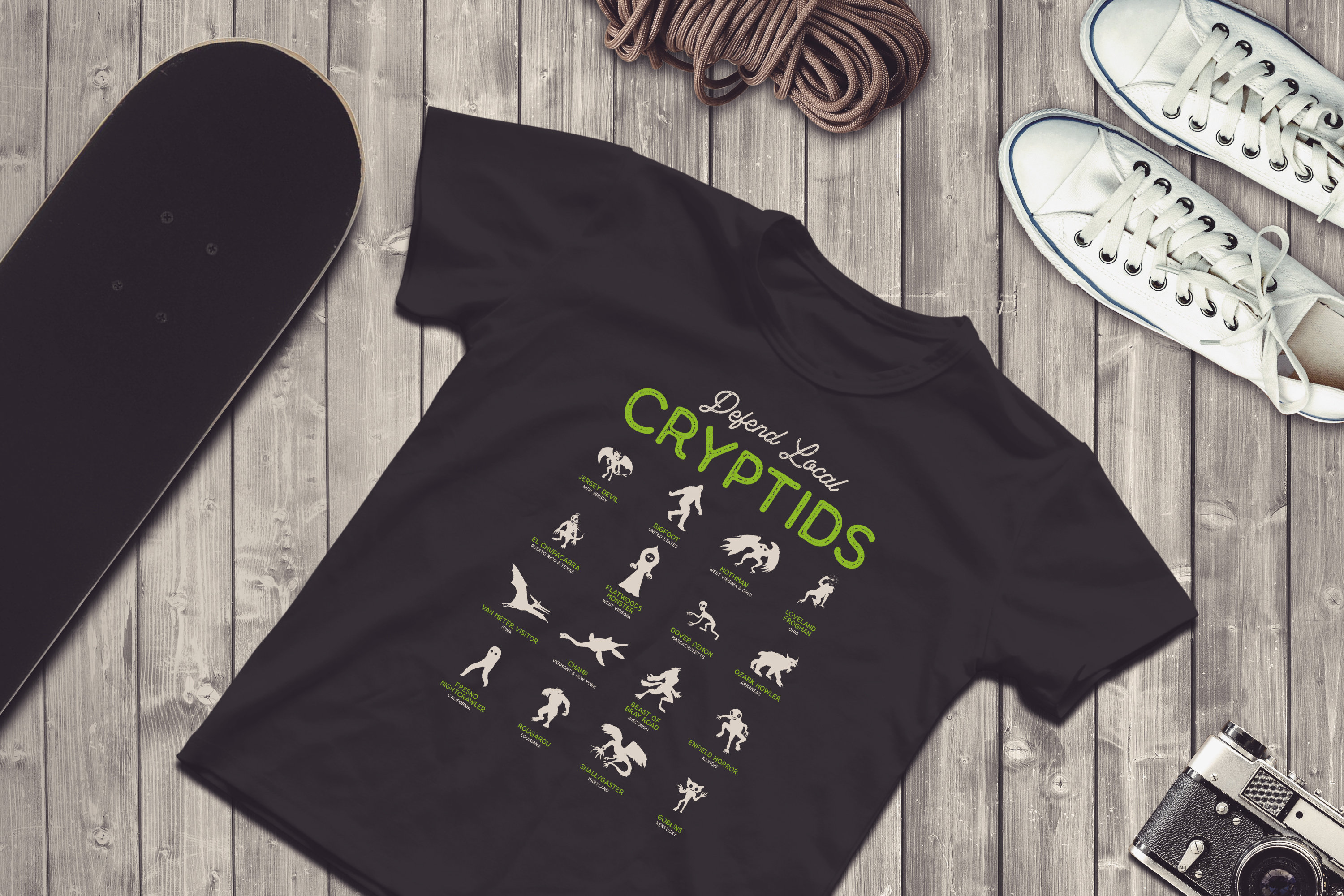Disturbia Clothing Outsiders Coppola Köp El Chupacabra T Shirt Figure Beast Creature Aliens Bigfoot Vêtement Geek Cryptozoologie Unisex T-Shirt XL Beast Aliens Bigfoot Design