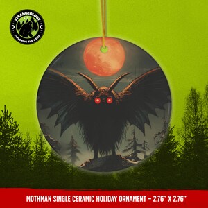 The Mothman of Appalachia Holiday Christmas Ceramic Ornament, Cryptid Gift, Xmas Tree, Cryptozoology, Fortean, Introvert, Accessory