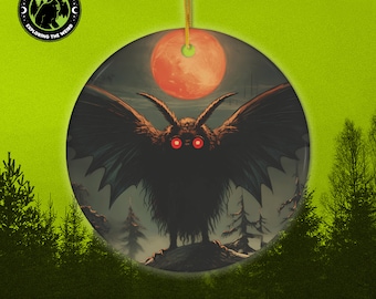 The Mothman of Appalachia Holiday Christmas Ceramic Ornament, Cryptid Gift, Xmas Tree, Cryptozoology, Fortean, Introvert, Accessory