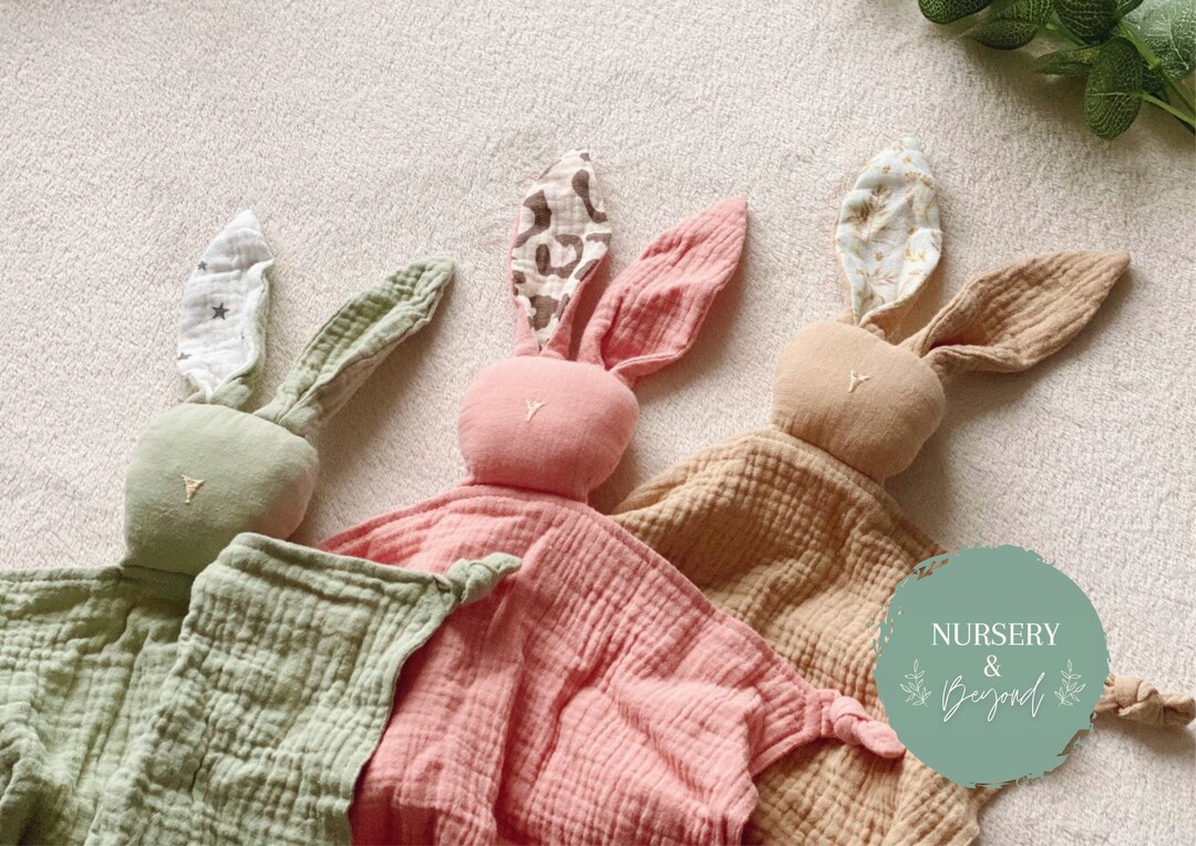 Cotton Bunny Muslin Comforter With Patterned Ears Newborn Gift Baby  Comforter