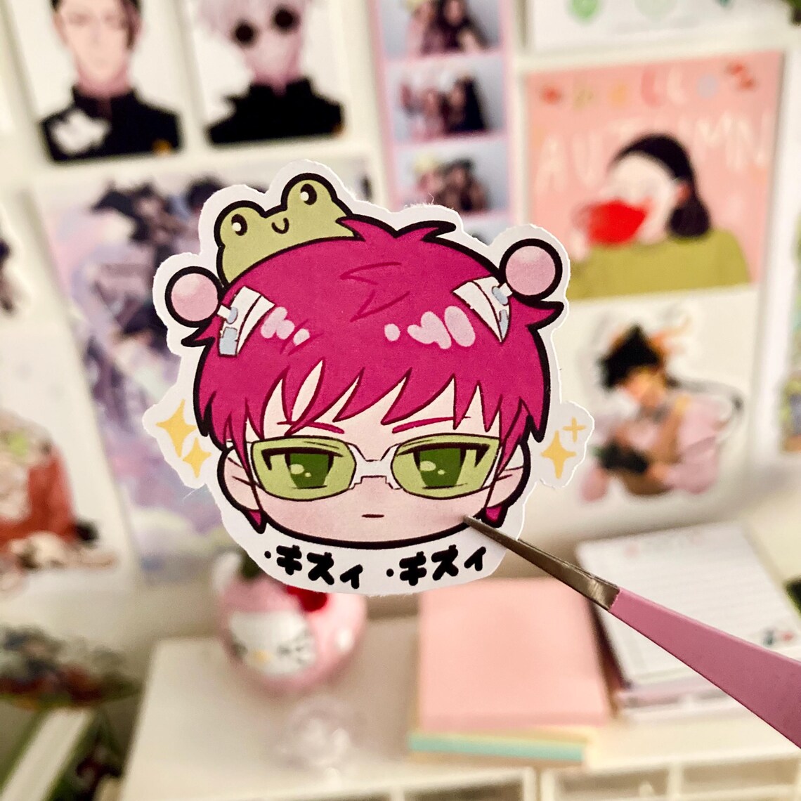 Cute Pink Psychic Boy With Frog Hat Sticker | Anime Inspired Vinyl ...