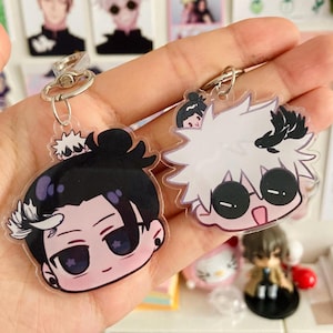 Cute Sorcerer SatoSugu Keychain 2&#39;&#39; | Acrylic Keychain | Chibi Double Sided Acrylic Charm | Jjk Cute Anime Keychain