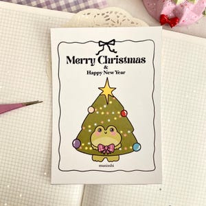 de grenouille et d'arbre de Noël | Impression mignonne de Joyeux Noël et de bonne année | de voeux festive pour les fêtes de <br> Profitez-en ! Carte de Noël unique