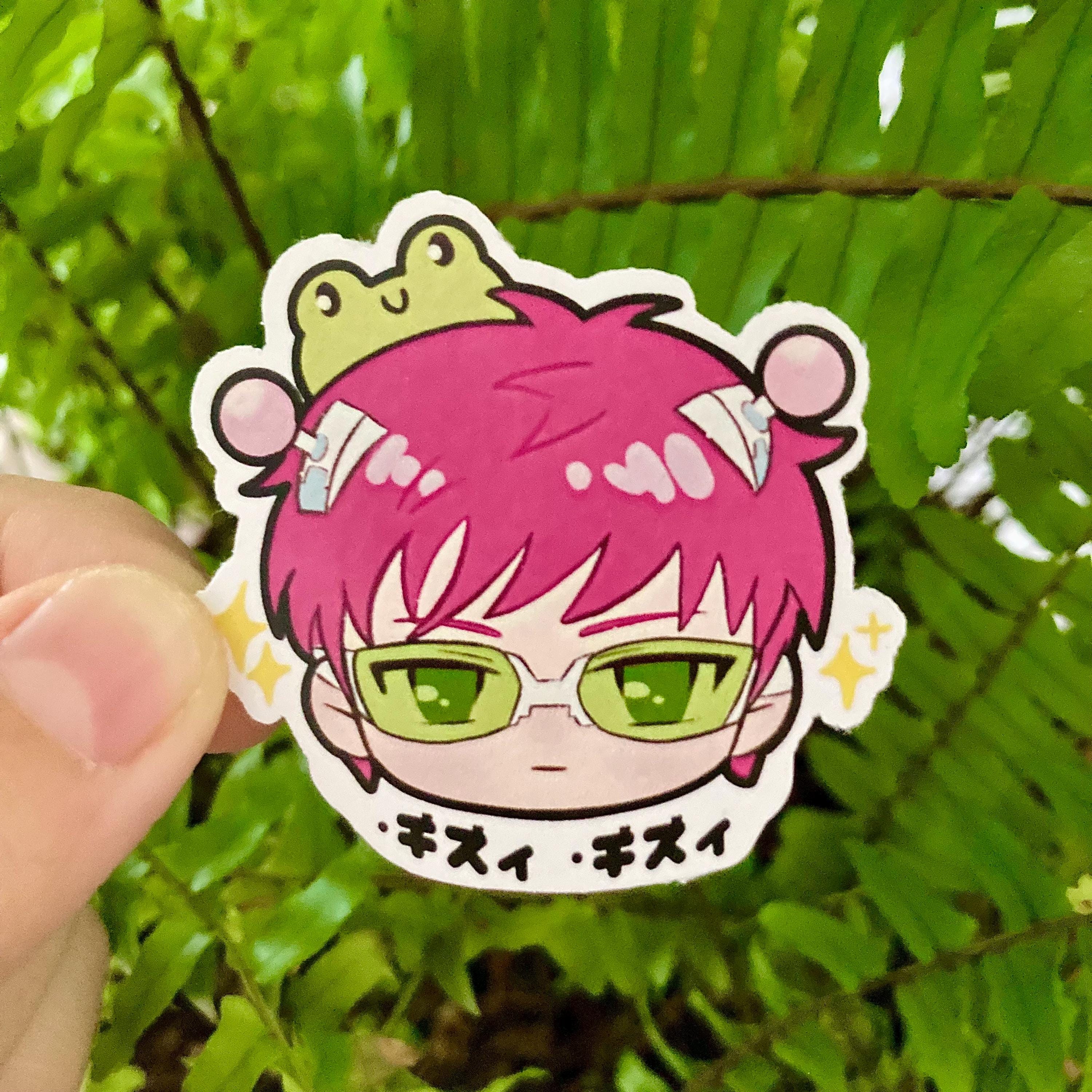 Cute Pink Psychic Boy With Frog Hat Sticker | Anime Inspired Vinyl ...