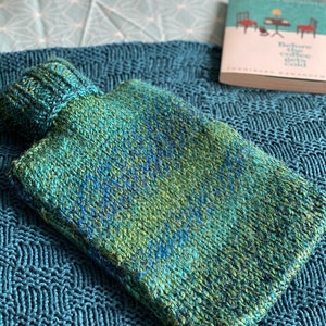 Harris - Green and Blue Stripe Hot Water Bottle Cover | Hand Knitted Hot Water Bottle Cover (With or Without Bottle) | Hot Water Bottle Cosy