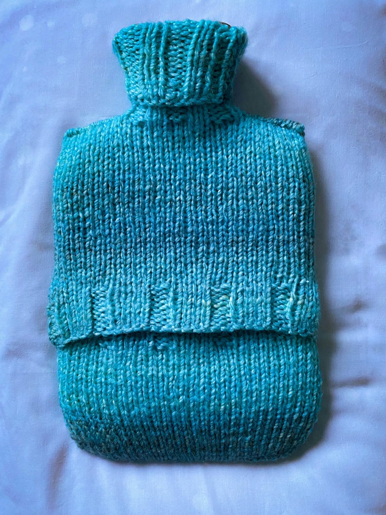 Tiffany Stripe Hot Water Bottle Cover Hand Knitted Hot Water Bottle Cover With or Without Bottle Hot Water Bottle Cosy image 6