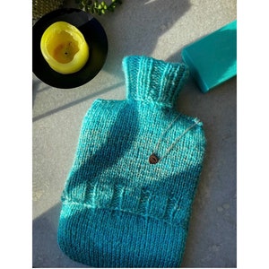 Tiffany Stripe Hot Water Bottle Cover Hand Knitted Hot Water Bottle Cover With or Without Bottle Hot Water Bottle Cosy image 1