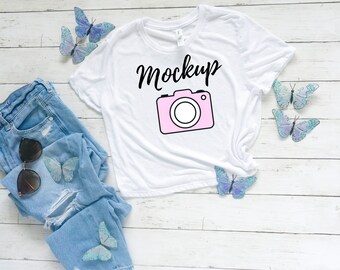 Bella Canvas 8882 Flowy Crop T-Shirt Mockup