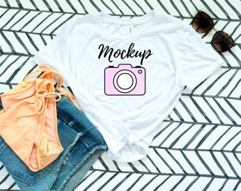 Bella Canvas 8882 Blank White Crop Top Mockup