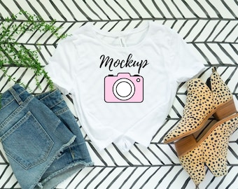 Bella Canvas 6681 Blank White Crop Top Mockup