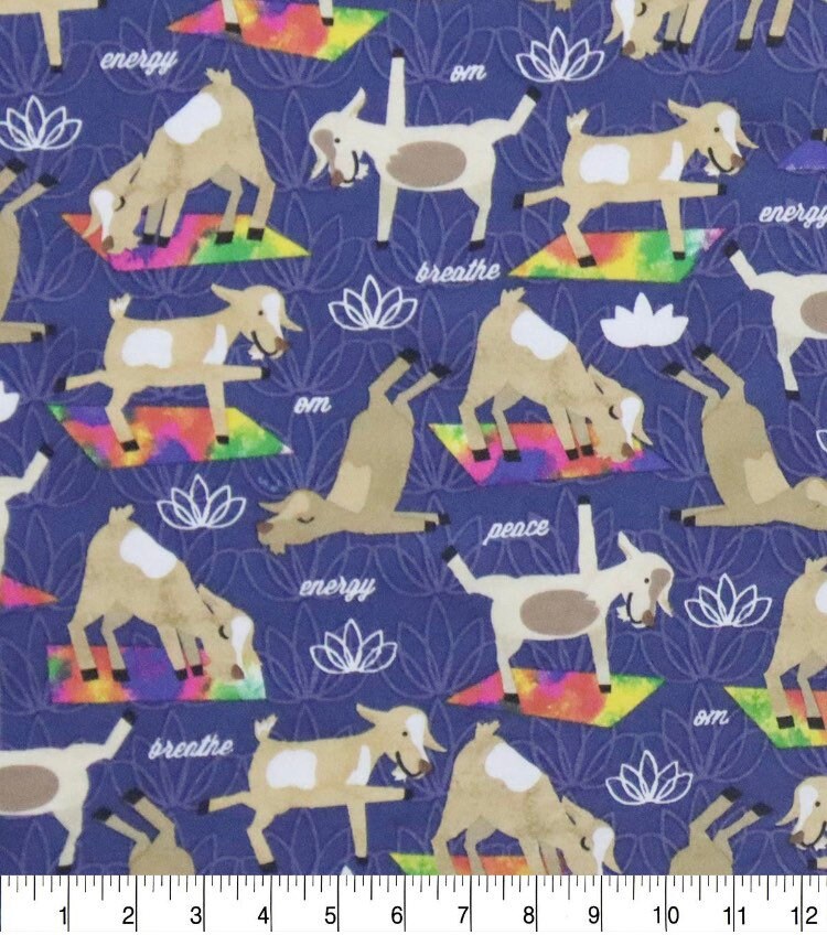 Happy Goat Yoga Cotton Fabric Fat Quarters 1/4 Yard Etsy