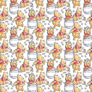 Winnie the Pooh Bear Fabric Classic Playing Cotton Fabric- 1/4 yard, 1/2 yard, - Fat Quarter - 100% Cotton - continuous cuts