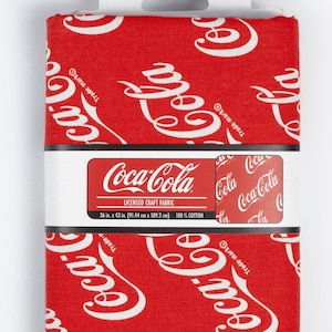 Coca-Cola Cotton Fabric - 100% Cotton - By the 1/2 Yard - Fat Quarters - continuous cuts