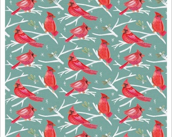Cardinal Christmas Fabric 100% Cotton - Fabric- continuous cuts