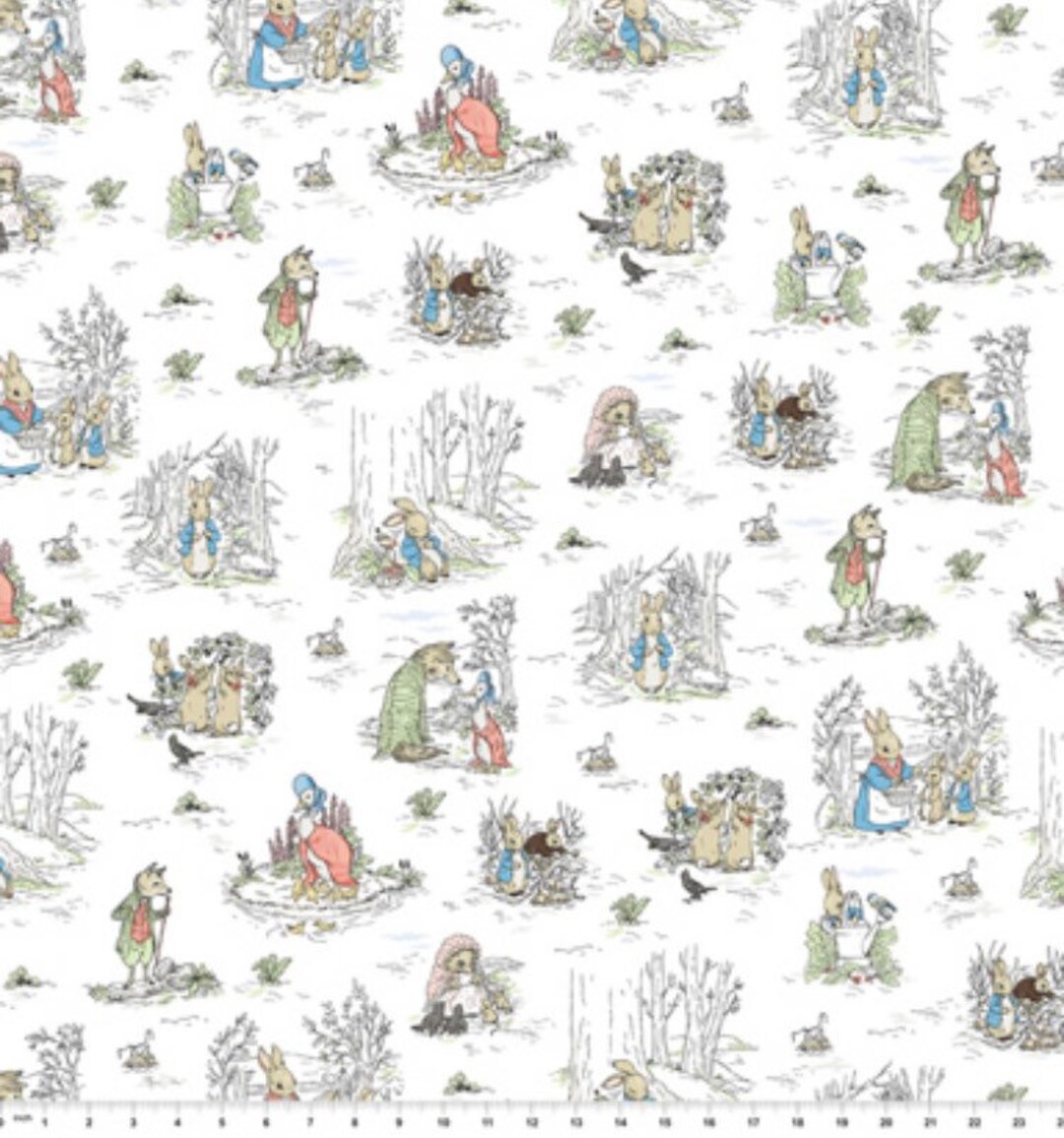 Peter Rabbit Cotton Fabric by The1/4 Yard, 1/2 Yard, Fat Quarters 100