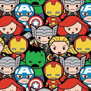 Mini Avengers Assemble Camelot Fabrics 100% Cotton Fabric - Fat Quarter - Avengers - Iron Man - Hulk - - Captain America
