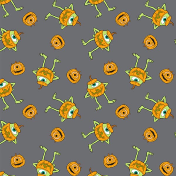 Monsters Inc. Halloween Jackolantern  cotton fabric - by the 1/4 yard, 1/2 yard, Continuous cuts - Fat Quarter - 100% Cotton -