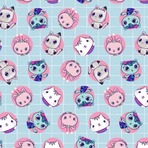Gabby’s Kitty Badge cotton fabric - by the 1/4 yard, 1/2 yard, Continuous cuts - Fat Quarter - 100% Cotton -