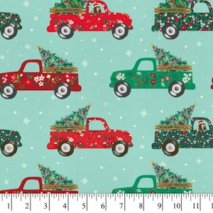 Vintage Truck Ditsy The Pioneer Woman Fabric- 100% Cotton fabric- fat quarters-1/4 yard, 1/2 yard, Continuous Cuts