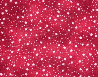 Red Swirling Stars Cotton fabric - 100% Cotton - continuous cuts -Patriotic