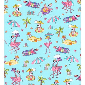Robert Kaufman Birds in the beach Flamingo Cotton Fabric-  Fat Quarter - 100% Cotton -