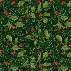 Springs Creative Holly Vine Scroll cotton fabric- continuous cuts - cotton fabric- fast shipping!