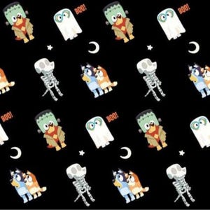 Bluey Halloween Cotton Fabric-By the 1/4 yard, 1/2 yard- Fat Quarter - 100% Cotton - continuous cuts