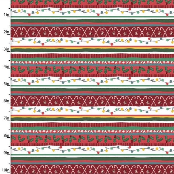 3 Wishes Festive Stripes I’ll be Gnome for Christmas - 3 wishes Cotton Fabric 19553-MLT-CTN-D - continuous cuts