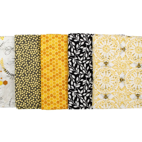 Bumble Bee Stax fat quarter bundle- Fabric - x5 Fat Quarters- Fabric Editions