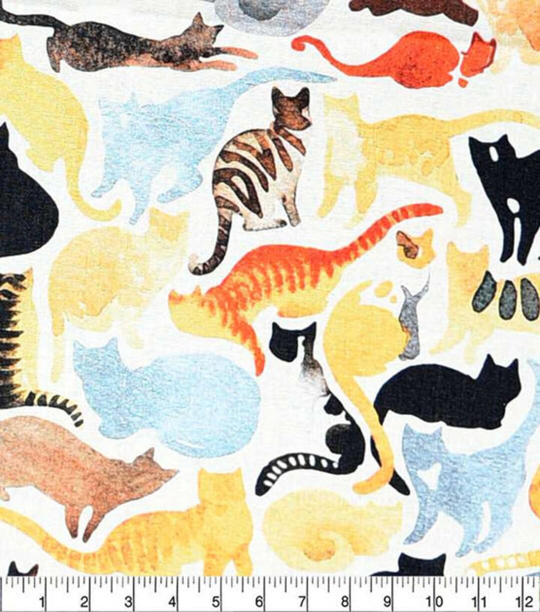 Cat Silhouettes On Tan Cotton Fabric 100 Cotton Continuous Cuts Cat silhouettes on tan cotton fabric 100 cotton continuous cuts