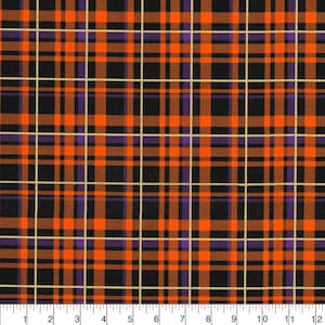 Fabric Traditions Fall Orange Purple Glitter Plaid Cotton Fabric- by the 1/4 yd, 1/2 yd & Fat Quarters - 100% Cotton -