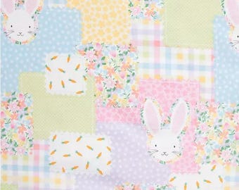 End of Bolt - Pastel Easter Patchwork Cotton Fabric - 100% Cotton- Continuous Cuts