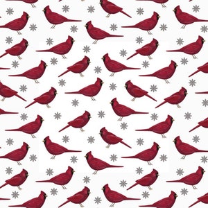 Cardinals & Flakes Winter at the Farm Cotton Fabric -  Fat Quarters - By the 1/4 or 1/2 Yard- 100% Cotton - Fabric- continuous cuts BEN13457