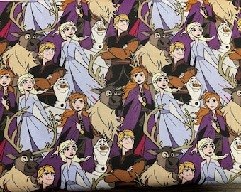 Elsa Anna christoph frozen fabric - 100% Cotton - continuous cuts Licensed Fabric