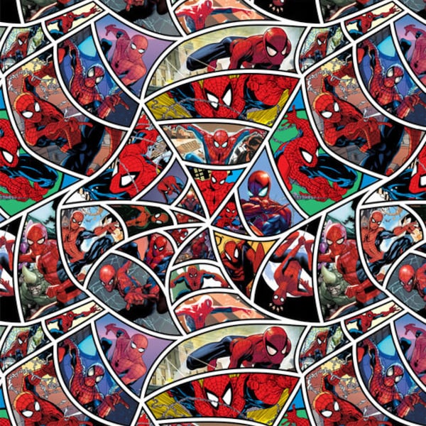 Spiderman Web Mirror Cotton Fabric - Fat Quarter - 100% Cotton - 1/2 yard, 1/4 yard - Continuous cuts