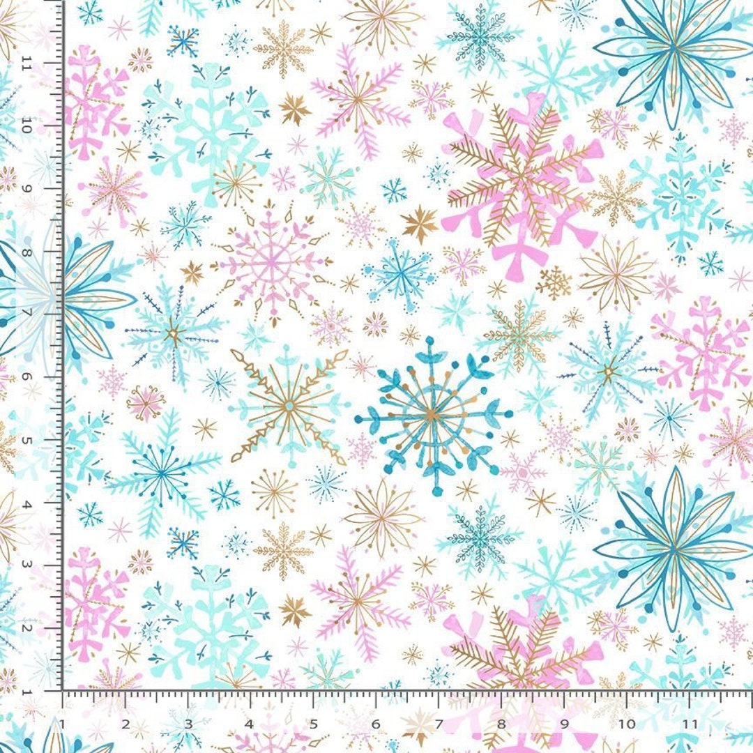 thumbnail interactive-video image 1 of Cute Christmas Snowflake Cotton Fabric – Perfect For Quilting & Holiday Crafts! 1 of 2