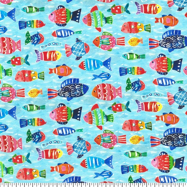 Tropical Fish Cotton Fabric- continuous cuts- cotton fabric- by the 1/2 yard, quarter cuts, continuous cuts- Robert Kaufman