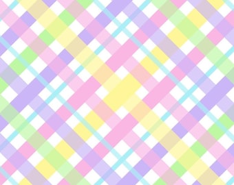Easter Bias Plaid Cotton fabric-  100% Cotton- Continuous Cuts