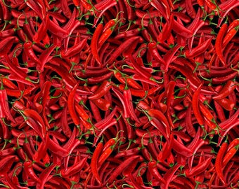 Hot Chili Pepper 100% Cotton Fabric Continuous cuts WEST-CD3347 - Timeless Treasures Food